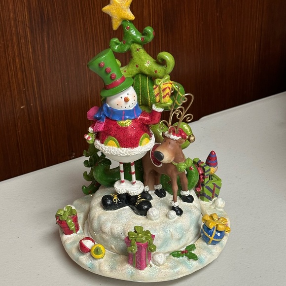 Home Interiors Christmas tree Snowman Reindeer Revolving Musical box - Picture 5 of 14